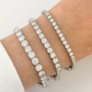 Moissanite Tennis Bracelet Stacking 3mm-5mm 925 Sterling Silver Rhodium Plated Certified