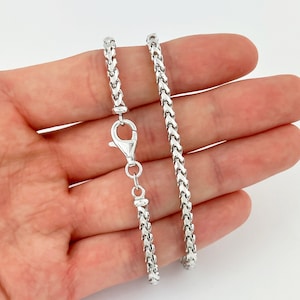 3mm Franco 14k Solid White Gold Chain Necklace Diamond Cut Italian