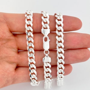 7mm Miami Cuban 925 Sterling Silver Italian Solid Chain