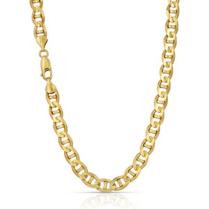 Solid 14k Yellow Gold Italian Mariner Chain Anchor Link Necklace
