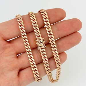 5mm Solid 14k Rose Gold Miami Cuban Link Chain Necklace Real Italian Gold