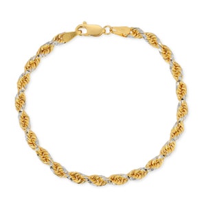 Rope Prism Cut Bracelet Solid 14k Two Tone Gold