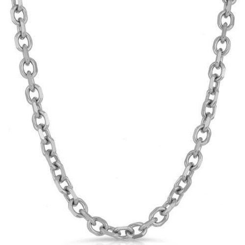 14k White Gold Rolo Chain Necklace Diamond Cut Etsy