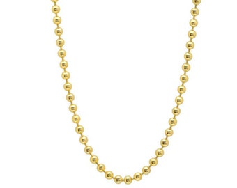 Solid 14k Yellow Gold Italian Ball Bead Chain Classic Necklace 16"-30" Inches 1MM 1.2MM 1.5MM 2MM 3MM 4MM