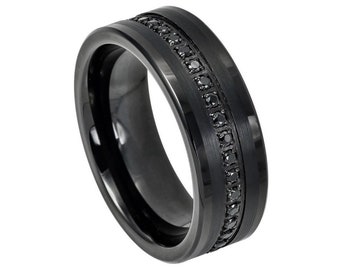 Black Tungsten Ring Etsy