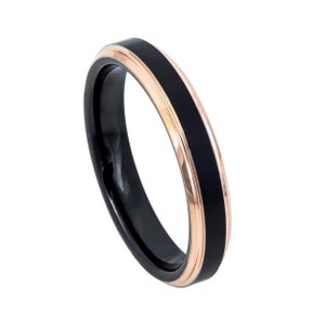 2-Tone Rose Gold Tungsten Wedding Band 4mm Matte Finish Tungsten Ring