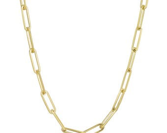 14k Yellow Gold Hollow Paperclip Chain 