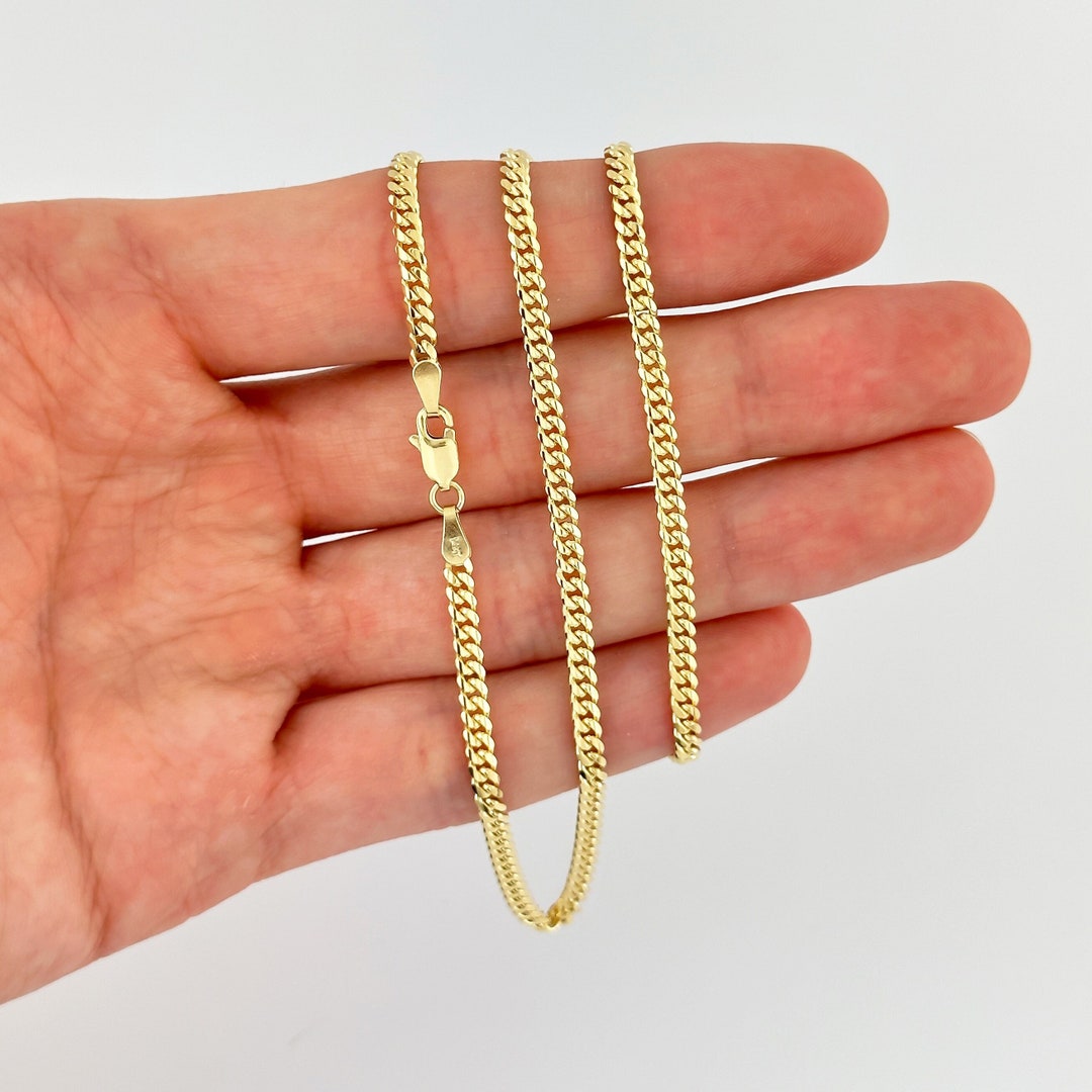 2.5mm Solid 14k Gold Miami Cuban Link Chain Necklace Real Italian Gold Etsy Finland
