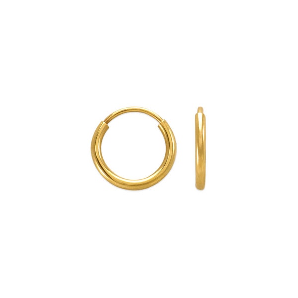 Small 14k Solid Gold Hoop Earrings Dainty Huggie Hoop Earrings