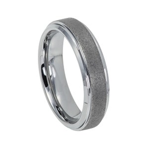 Sandblasted Tungsten Ring 2-Tone Unique Wedding Band 6mm Comfort Fit Ring