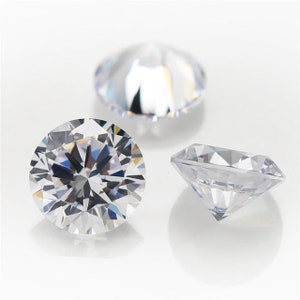 Round Cubic Zirconia Diamond Simulant Brilliant Cut Loose Stones Crystal CZ 1.0mm - 7.5mm