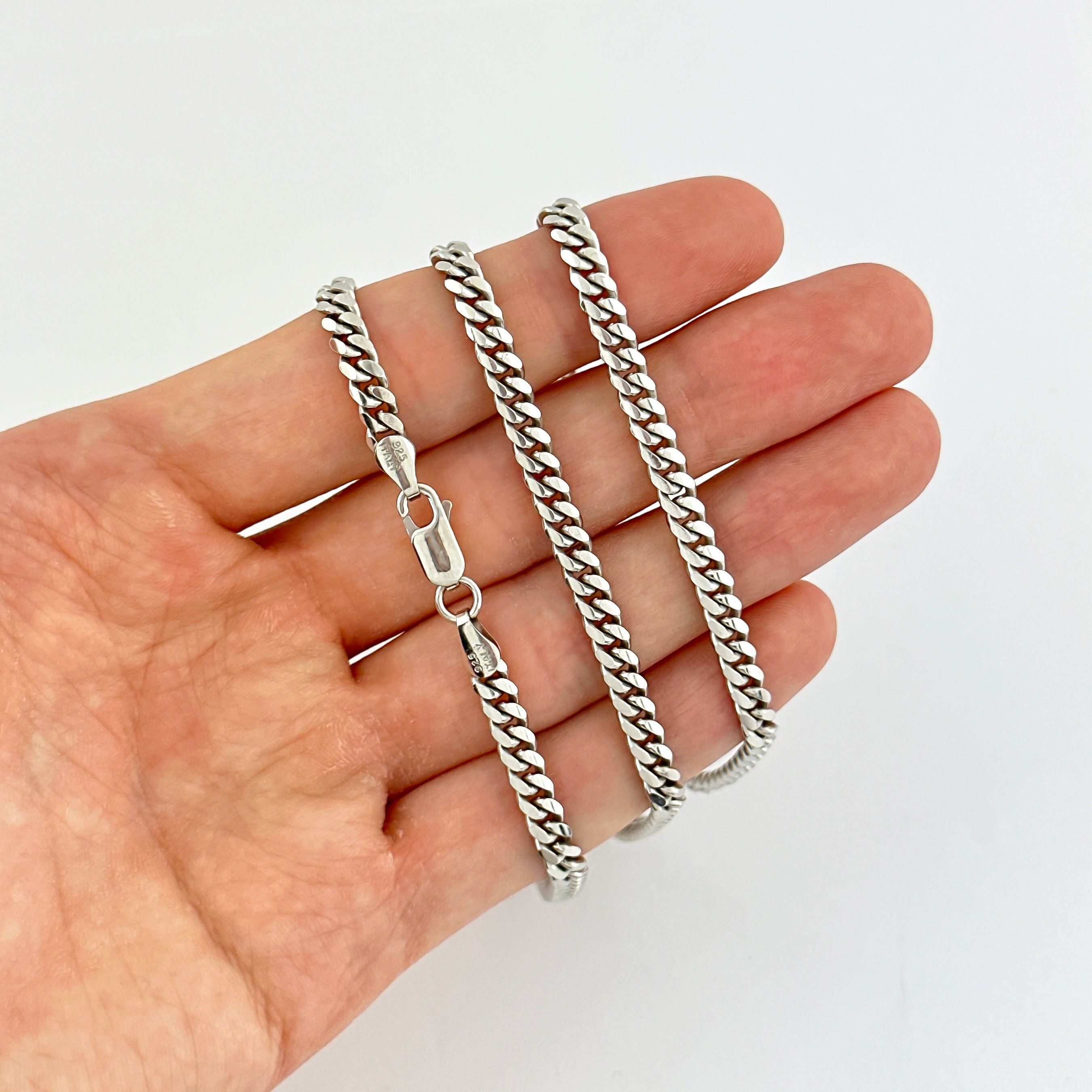 White Gold-Filled Rhodium Cuban Curb Link Chain by Yard, Silver Cable Rolo  Chain, Wholesale Cuban CURB Chain DIY Craft, ROLL-327 Clearance Pricing