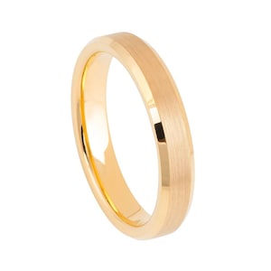 Gebürstet Gold Wolfram Hochzeit Band 4mm Gold seine und sie Wolfram Ring