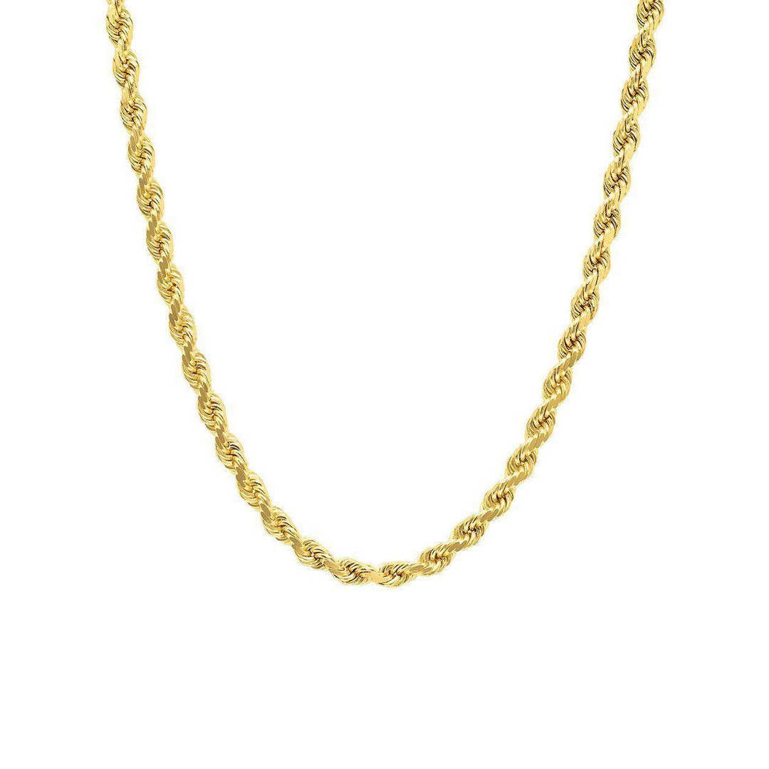 Solid 10K Gold Rope Chain Gold Heavy Rope Necklace Diamondcut Full