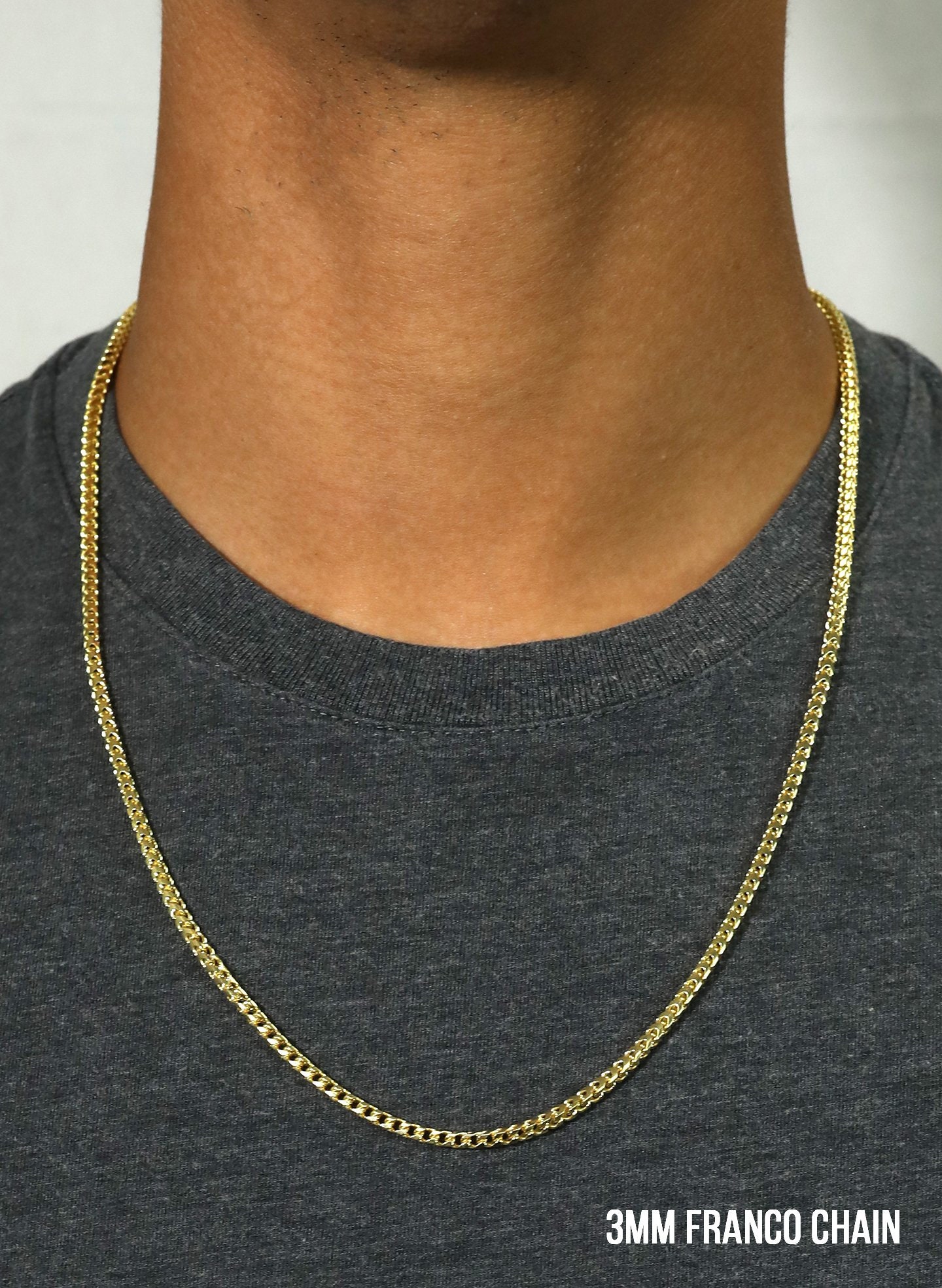 14k Solid White Gold Franco Chain Necklace Diamond Cut - Etsy