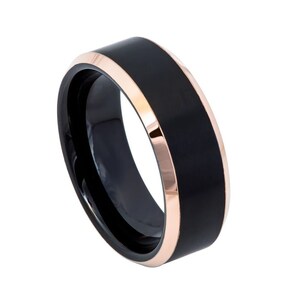 2-Tone Rose Gold Tungsten Wedding Band 8mm Matte Finish Tungsten Ring