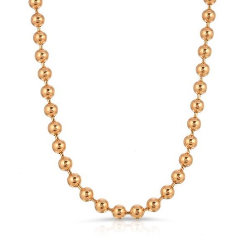 Solid 14k Rose Gold Italian Ball Bead Chain Classic Necklace Etsy