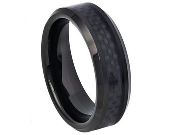 Carbon Fiber Tungsten Hochzeitsband 6mm personalisiert 6mm Tungsten Carbon Fiber Ring Gravur