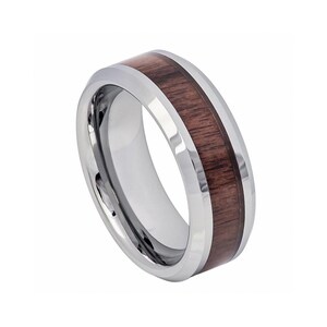 Silber Wolfram Holz Hochzeit Band 8mm afrikanischen Sapele Mahagoni Holz Wolfram Ring