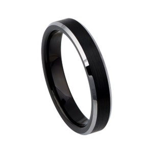 Brushed Tungsten Wedding Band 4mm Black Men&#39;s Tungsten Ring
