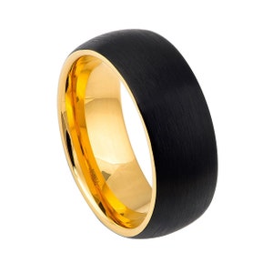 Tungsten Ring Men&#39;s Tungsten Wedding Band Black Gold Personalized Ring