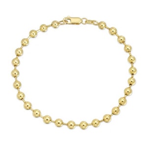 Solid 14k Yellow Gold Italian Bead Bracelet Classic 6&quot;-9&quot; Inches 1MM-4MM