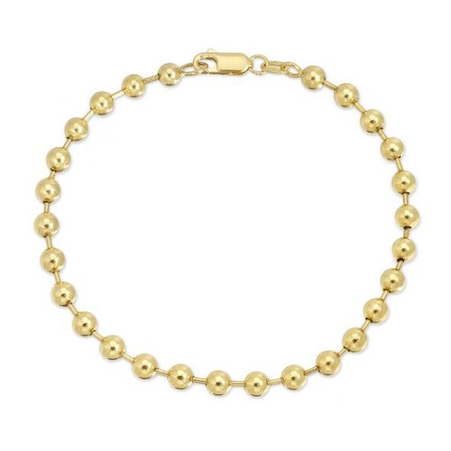 14k Gold 5mm Bead Bracelet Etsy