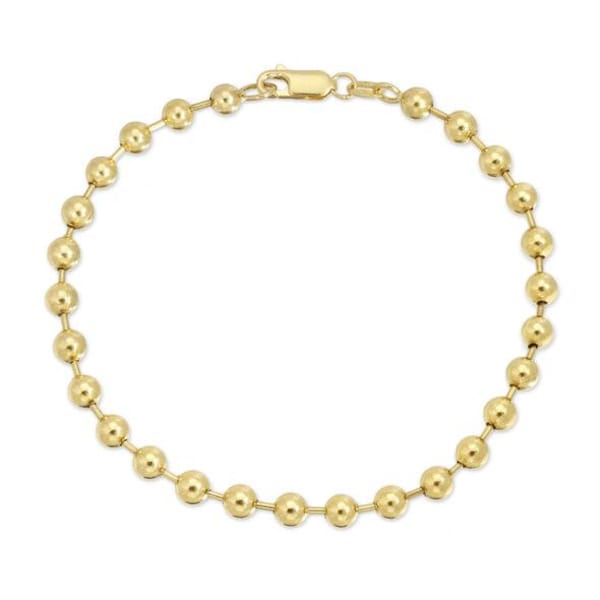 Solid 14k Yellow Gold Italian Bead Bracelet Classic 6"-9" Inches 1MM-4MM