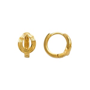 14k Gold Hoop Earrings Diamond-cut Huggie Hoop Earrings