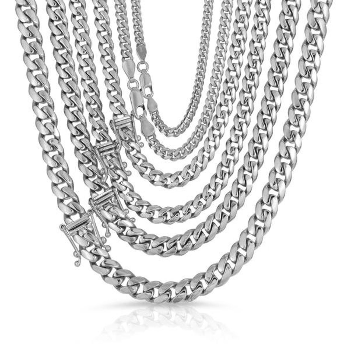 White gold cuban chain necklace Clearance