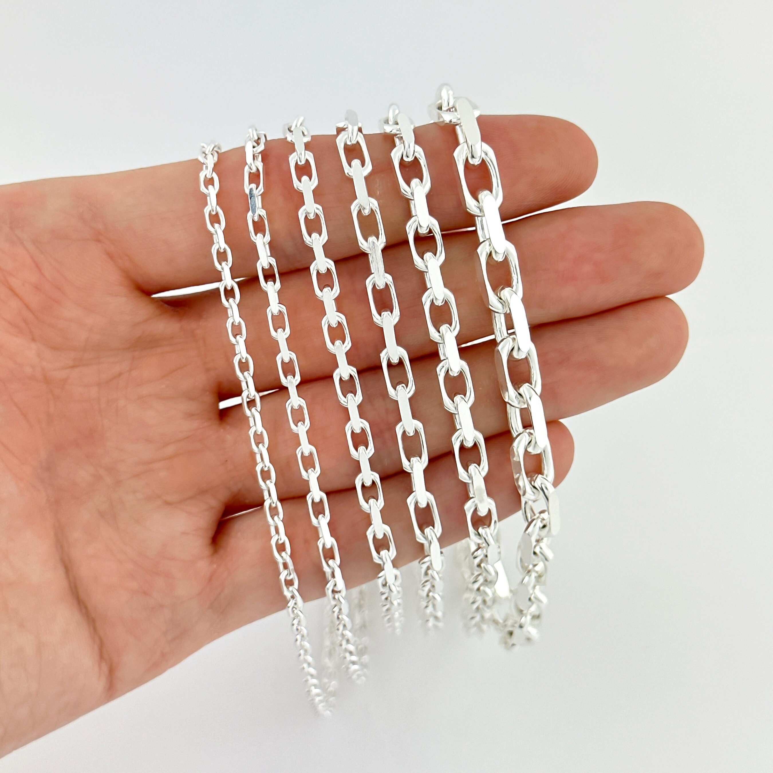 925 Sterling Silver Rolo Anchor Link Chain Italian Made