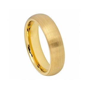 Gebürstet Gold Wolfram Ehering Comfort Fit 6mm Gold Seine und Ihre Wolframring
