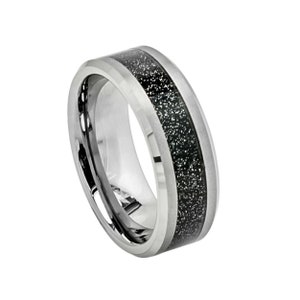 Carbon Fiber Tungsten Wedding Band 6mm Tungsten Sandstone Carbon Fiber Ring Engraving