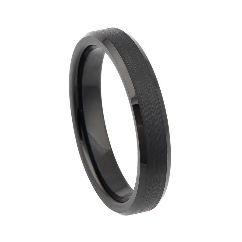 Brushed Black Tungsten Wedding Band 4mm Tungsten Ring Engravable
