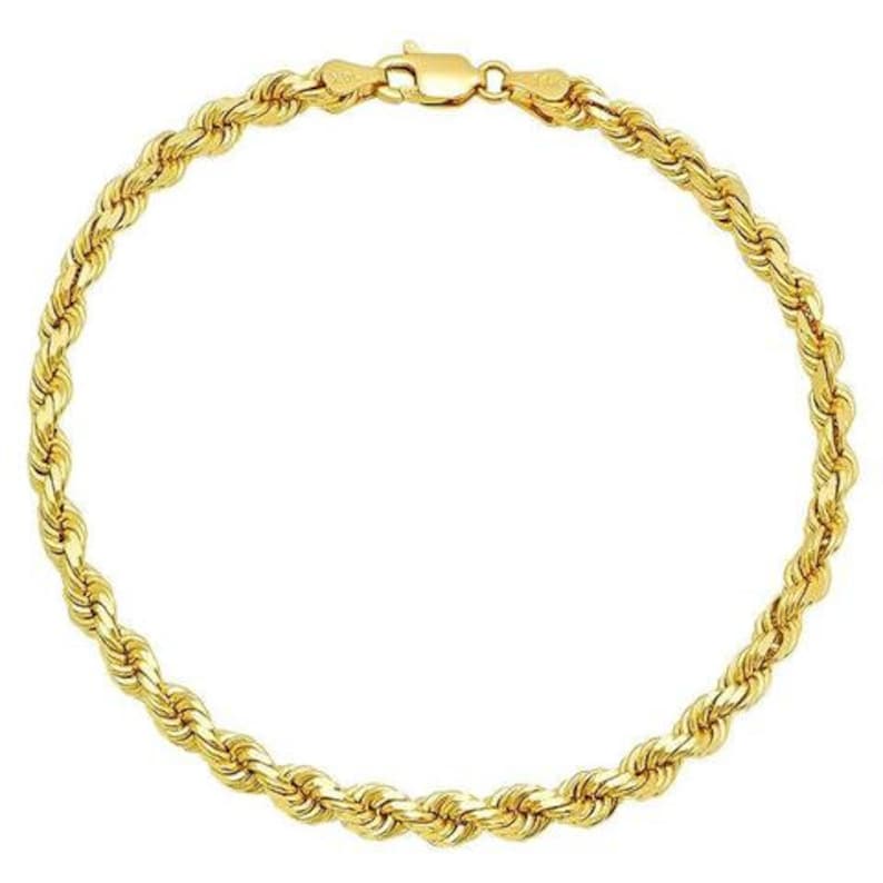 Solid 14k Yellow Gold Rope Bracelet Diamond Cut 1MM 2MM 2.5MM Etsy