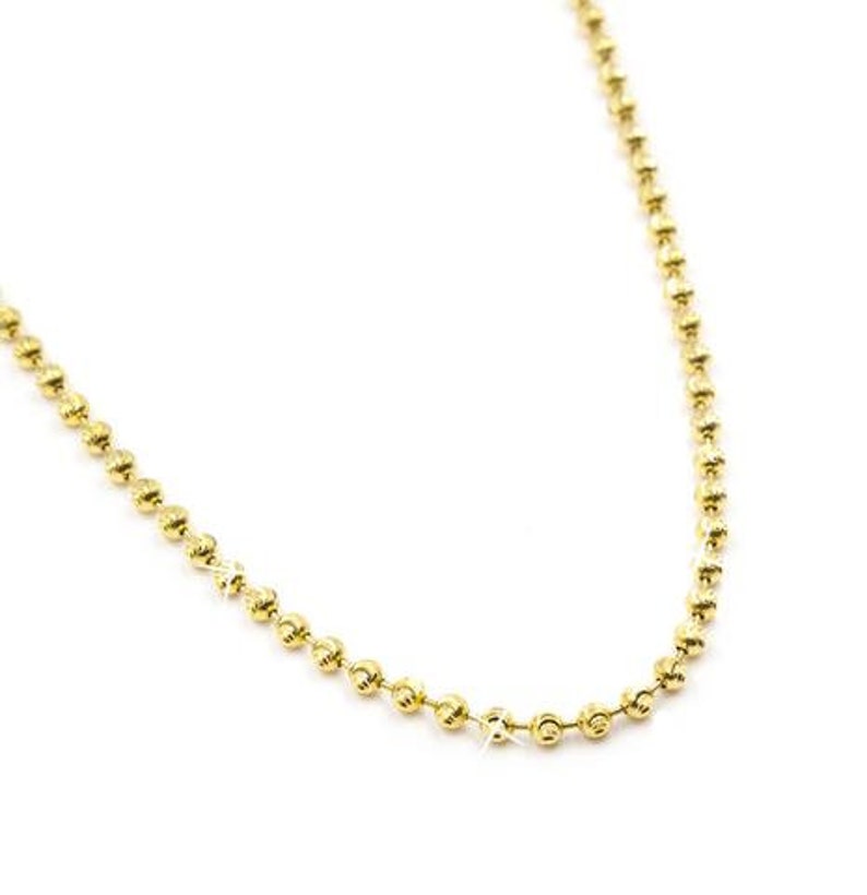 Solid 14k Yellow Gold Italian Ball Bead Chain Necklace Mooncut Etsy