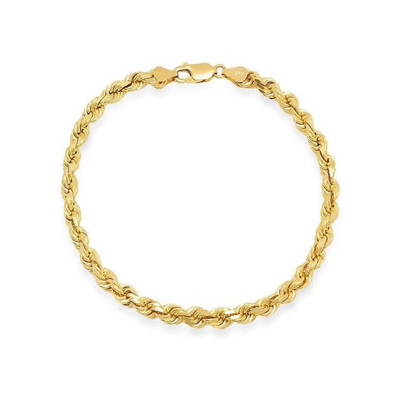 Solid 14k Yellow Gold Rope Bracelet Diamond Cut 1MM 2MM 2.5MM - Etsy