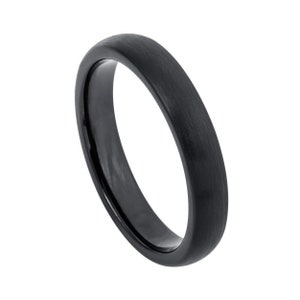 4mm Brushed Black Tungsten Wedding Band Tungsten Ring