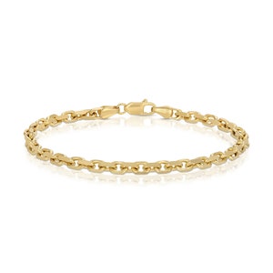 Solid 14k Yellow Gold Italian Heavy Open Link Chain Bracelet