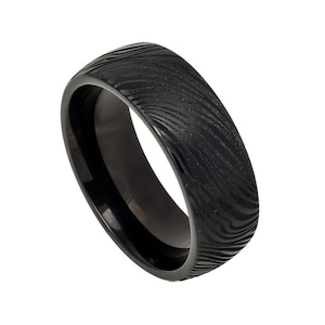8mm Black Tungsten Ring Unique Zebra Tungsten Band Personalized Engraving
