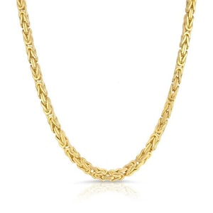 14k Yellow Gold Byzantine Chain Classic Necklace 16&quot;-30&quot; Inches 1.7MM-4MM