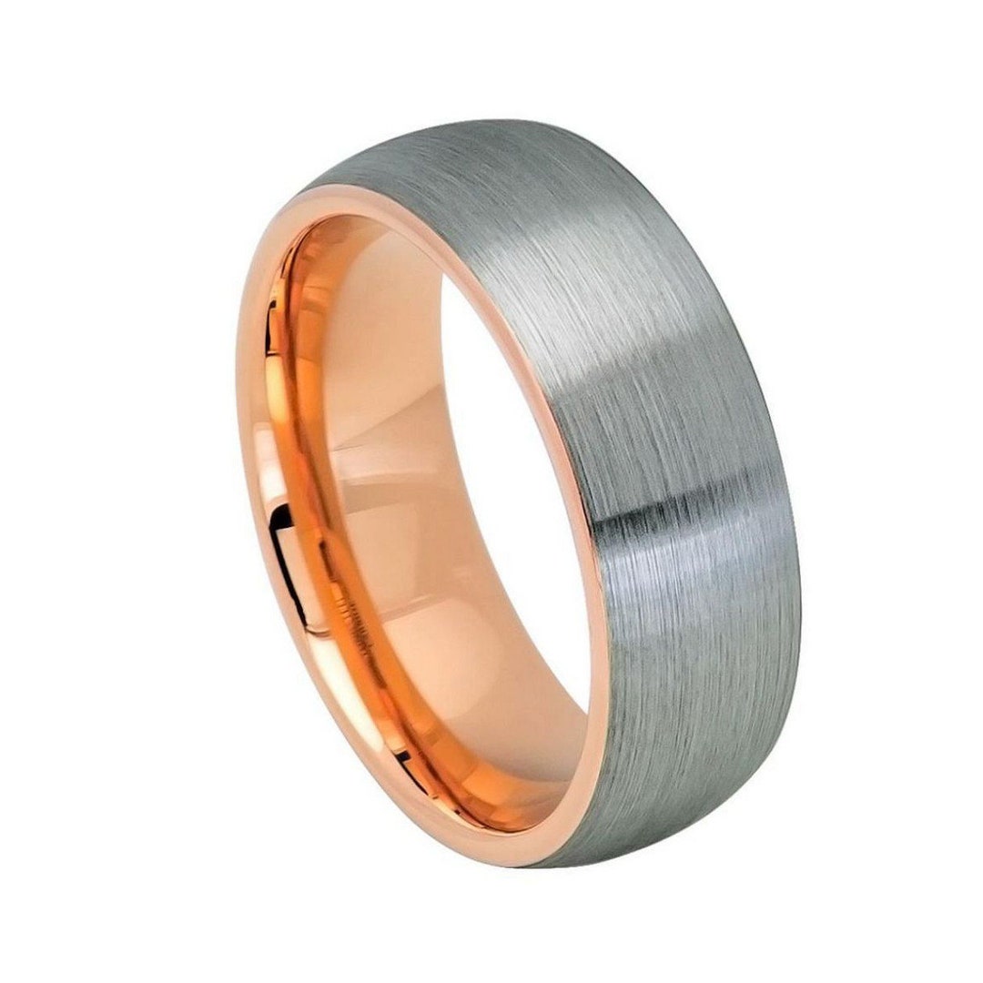 Tungsten Ring Men's Tungsten Wedding Band Silver Rose Gold Personalized ...