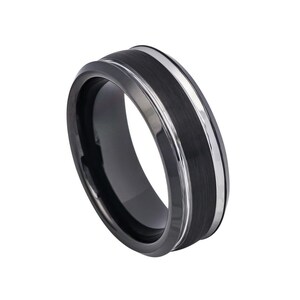 2-Tone Tungsten Wedding Band 8mm Comfort Fit Engravable Tungsten Ring