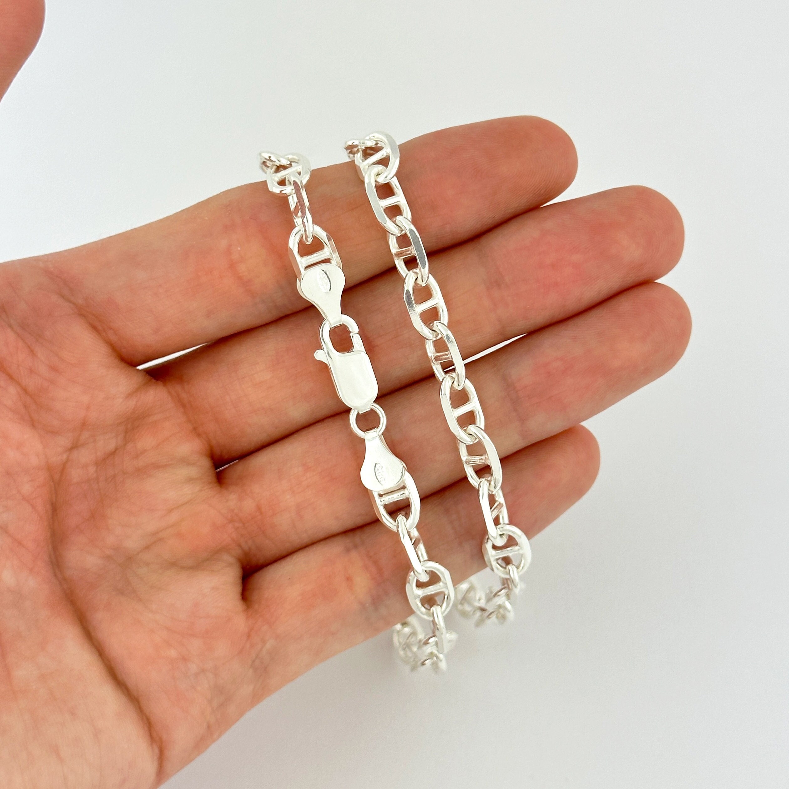 Collar De Cadena De Plata De Ley De 0.110 In Con