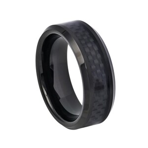 Tungsten Wedding Band Carbon Fiber Personalized 8mm Tungsten Engraving Available