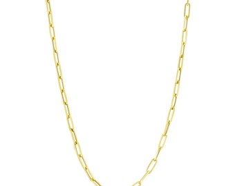 14k Yellow Gold Hollow Paperclip Chain 
