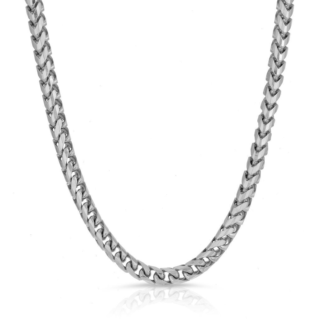 14k Solid White Gold Franco Chain Necklace Diamond Cut Etsy