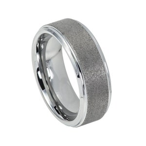 Sandblasted Tungsten Ring 2-Tone Unique Wedding Band 8mm Ring