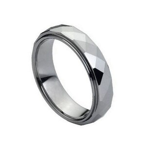 Tungsten Faceted Wedding Band 6mm Personalized Tungsten Ring Tungsten Band