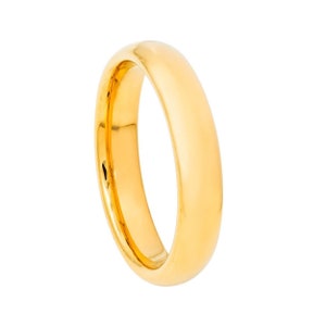 Gold Tungsten Wedding Band Comfort Fit Ring 4mm Gold His and Her&#39;s Tungsten Ring
